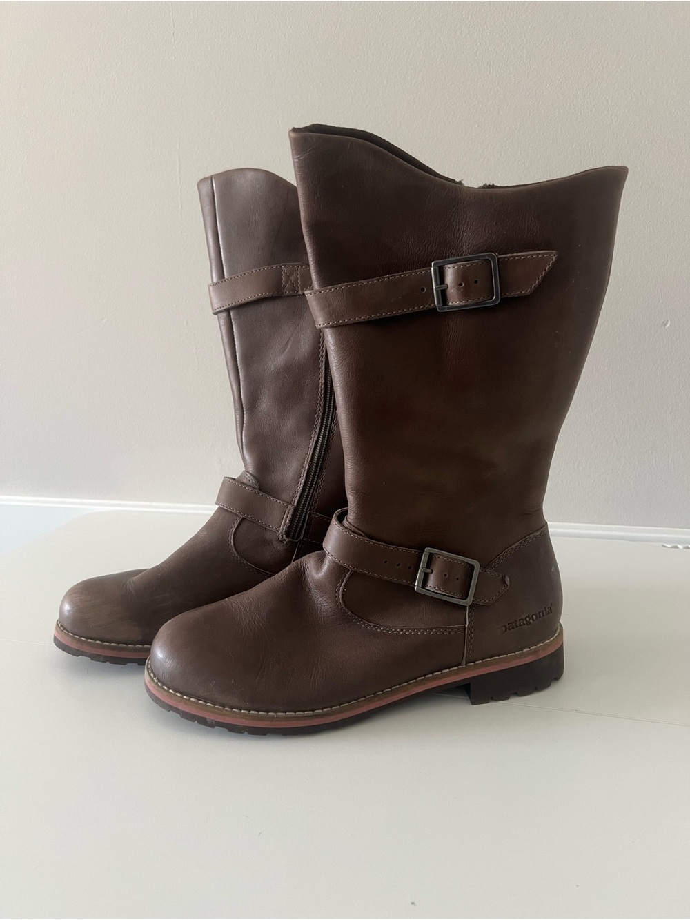 Patagonia Thatcher Brown Leather Buckle Riding Boots Vibram Size 9